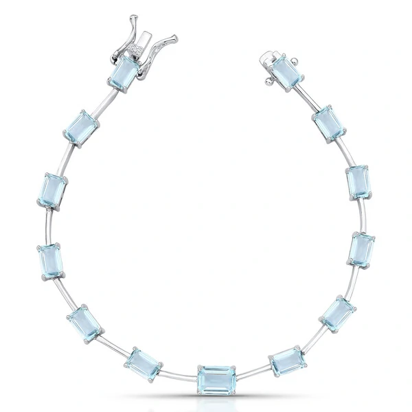 Pulseira Riviera Faca com Pedra Retangular em Ródio