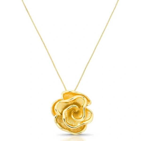 Colar Flor Gde em Dourado