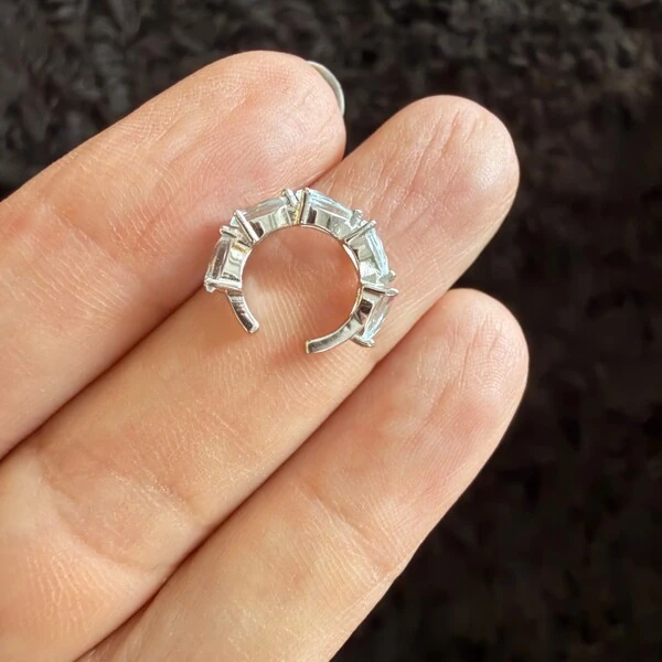 Piercing Fake Água Marinha em Prata 925