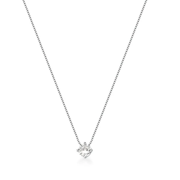 Colar Ponto de Luz 4 Garras em Rodio