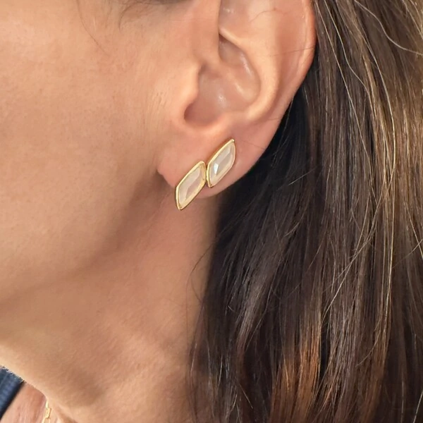 Brinco Earcuff 2 Druzitas em Dourado