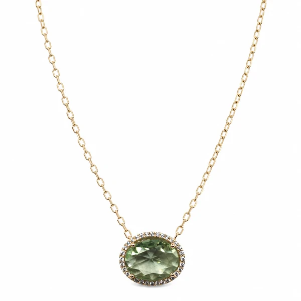 Colar Pingente Oval Acquamarine em Dourado
