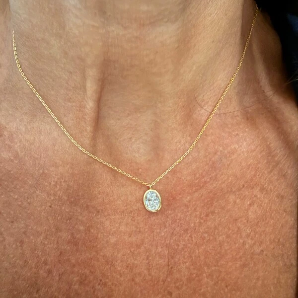 Colar Moissanite Oval 6X8MM 1,5CT com Banho de Ouro 18K em Prata 925