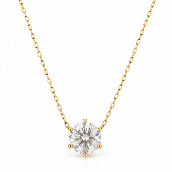 Colar Moissanite 8MM 2CT na Prata 925 com Banho de Ouro 18K