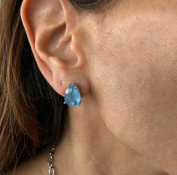 Brinco Gota Colors em Ródio