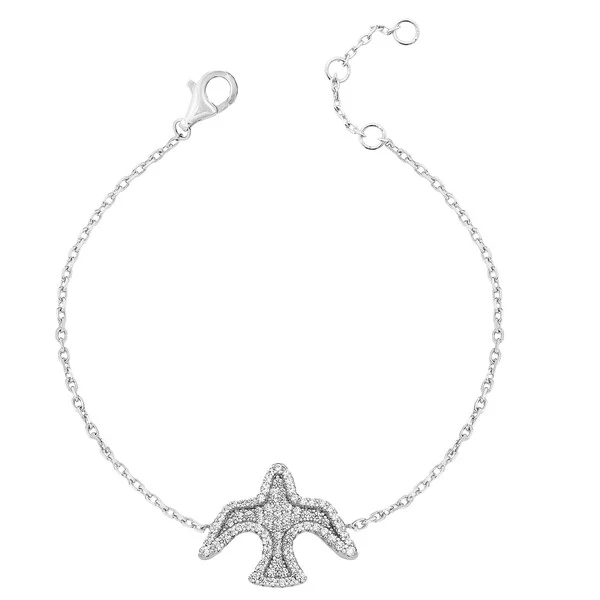 Pulseira Espírito Santo Cravejado com Zircônias em Prata 925