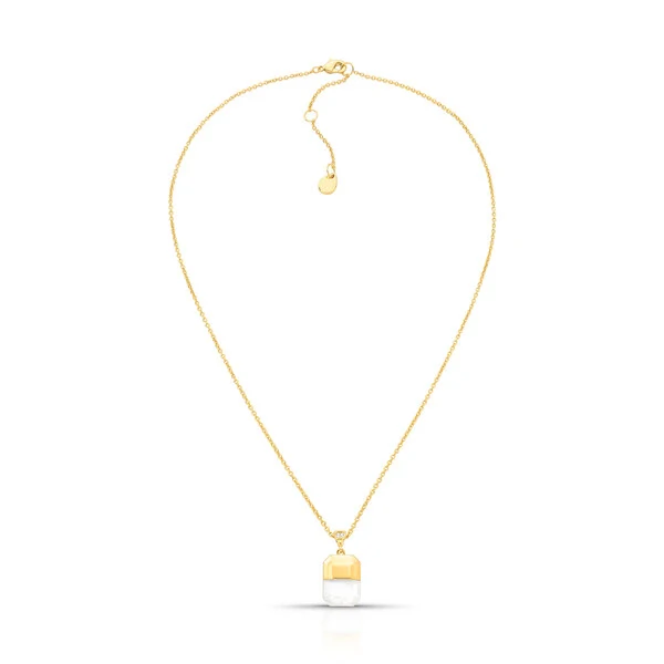 Colar Pingente Retangular com Cristal em Dourado