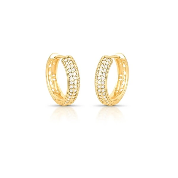 Brinco Argola M Cravejada com Zircônias em Dourado