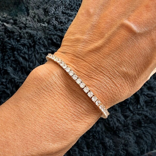 Pulseira Riviera 4 Garras de Zircônias 3MM em Dourado