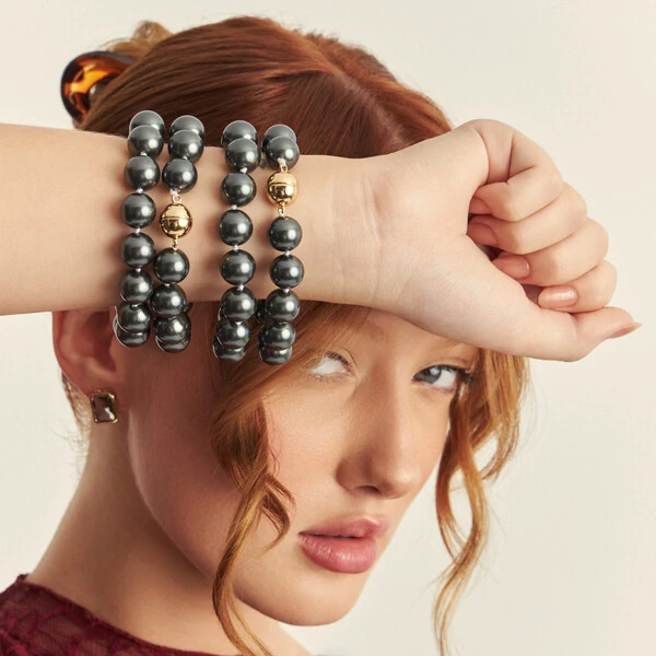 Pulseira Pérola Shell Cinza