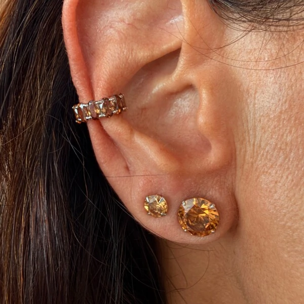 Piercing Fake Zircônias Baguetadas em Prata 925