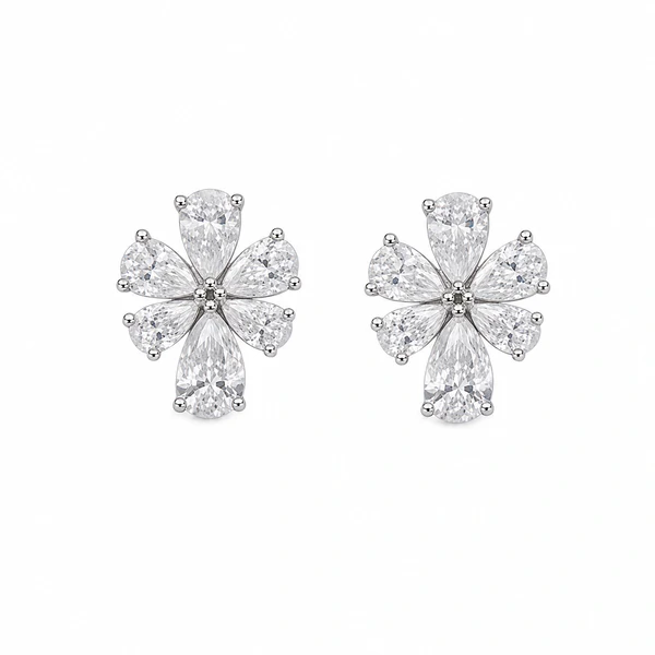 Brinco Flor Gotas em Moissanite 5,44 ct – Prata 925