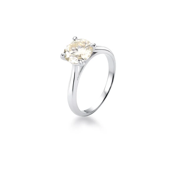 Anel Solitário Moissanite 8MM 2,0CT em Prata 925