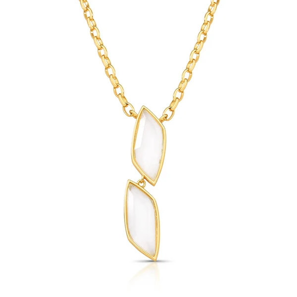 Colar com Pingente 2 Druzitas em Dourado