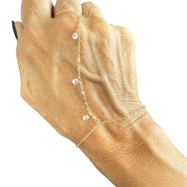 Strap Hand com Cristais em Dourado