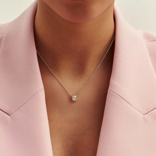 Colar Fino com Citrino 2CT 0,8MM em Ródio