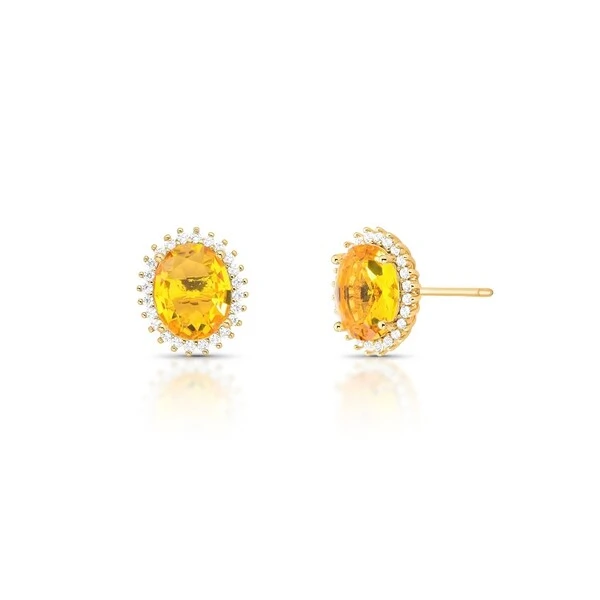 Brinco Morganita Oval com Zircônias em Dourado
