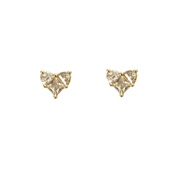 Brinco Coração de Zircônia em Dourado