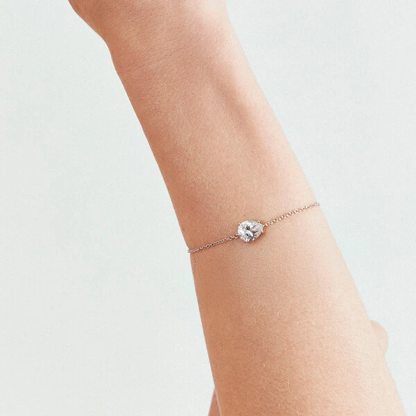 Pulseira Fina com Gota de Zircônia na Prata 925