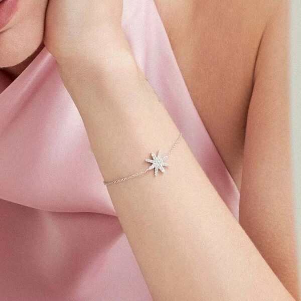 Pulseira Estrela Cravejada com Zircônias na Prata 925