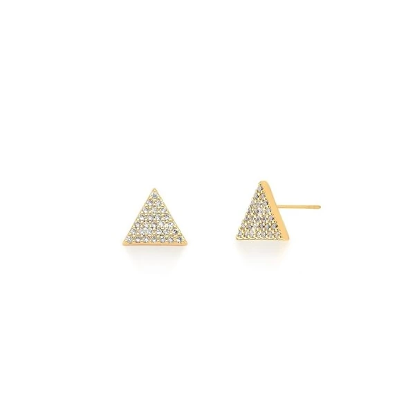 Brinco Triangular Cravejado com Zircônias em Dourado