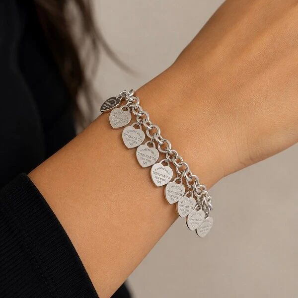 Pulseira Corações em Prata 925