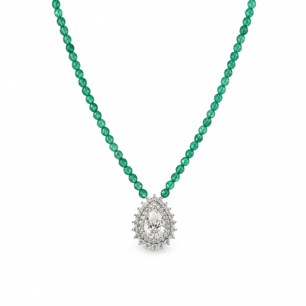 Colar Moissanite Onix Verde Gota Princesa 1,12CT Prata 925