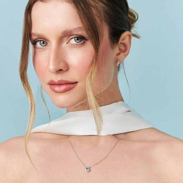 Brinco Gota Princesa Paraiba Fusion em Prata 925