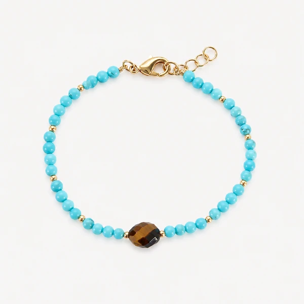 Pulseira Turquesas com Olho Grego