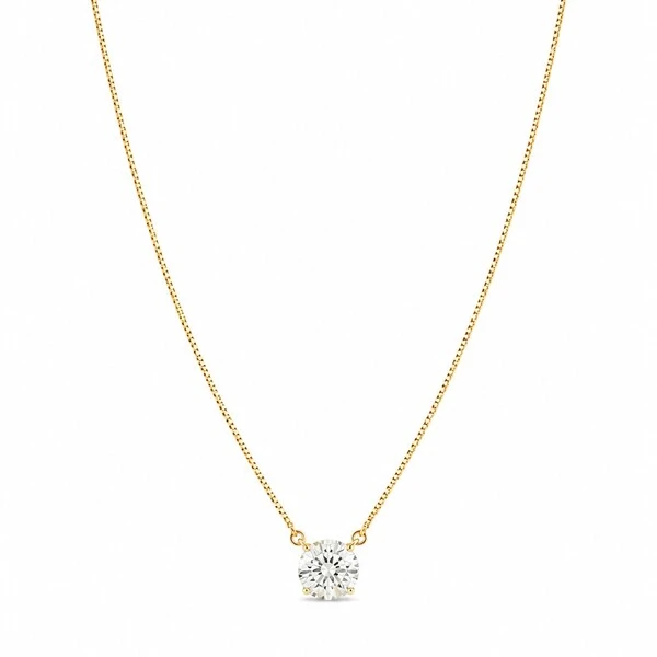 Colar Solitário 1CT Zircônia em Dourado