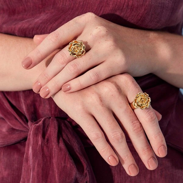 Anel Flor em Dourado