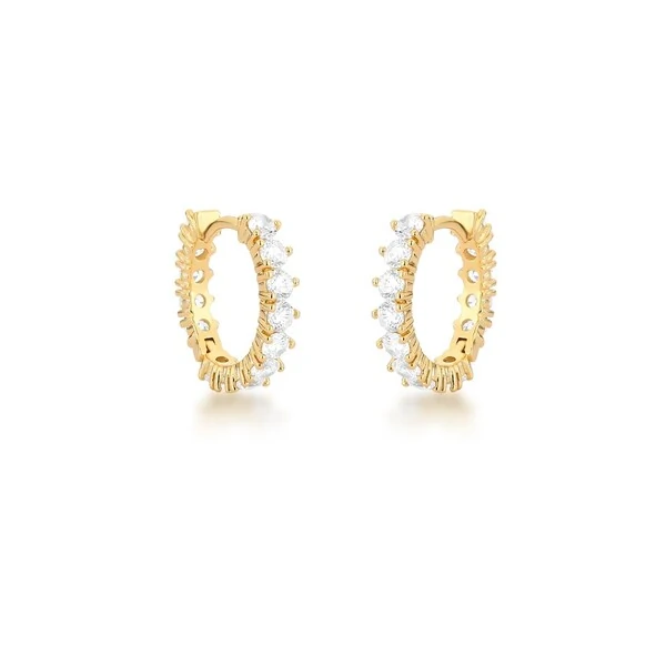 Brinco Argolinha Toda Cravejada com Zircônias em Dourado