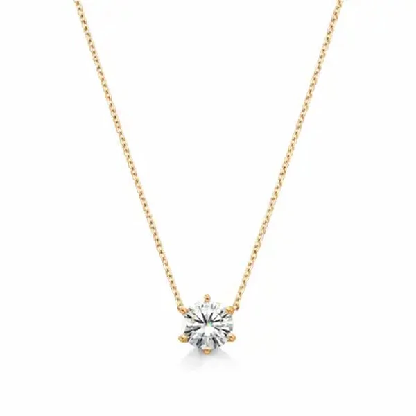 Colar Moissanite Solitário 1,0Ct na Prata 925 com Banho de Ouro 18K