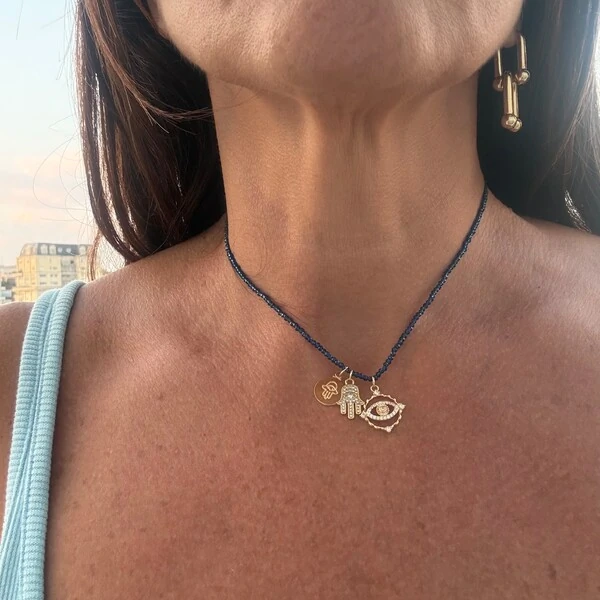 Colar Cristal com 3 Pingentes Dourado