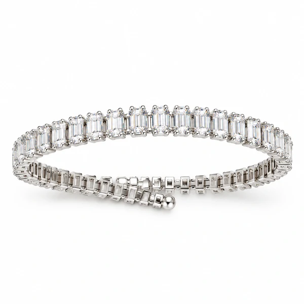 Bracelete Zircônias Baguetadas em Rodio