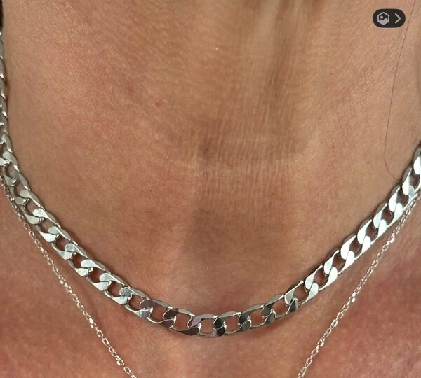 Colar Elos Achatados em Ródio