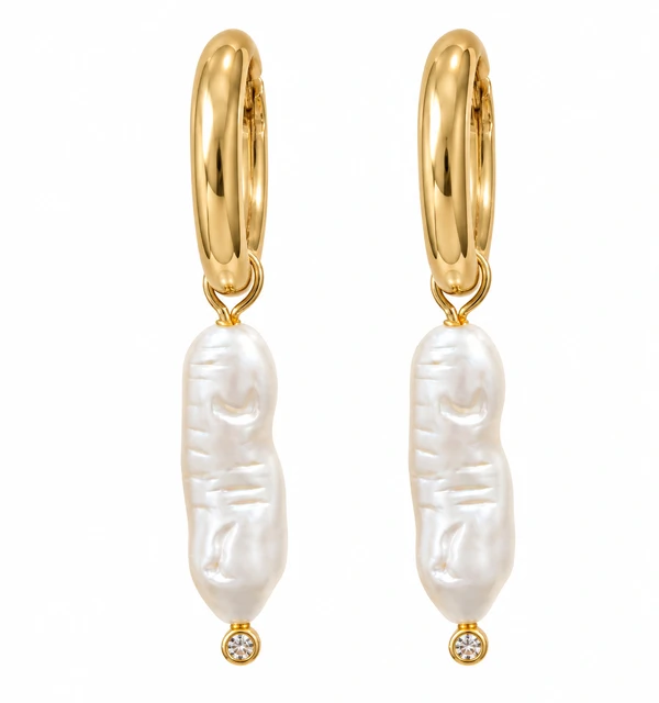 Brinco Argola com Pérola em Dourado