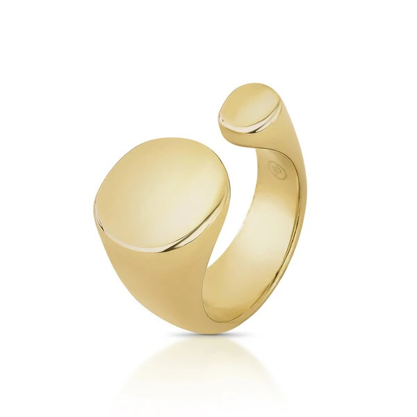 Anel Aberto com Redondo Menor e Maior Steel Ship Dourado