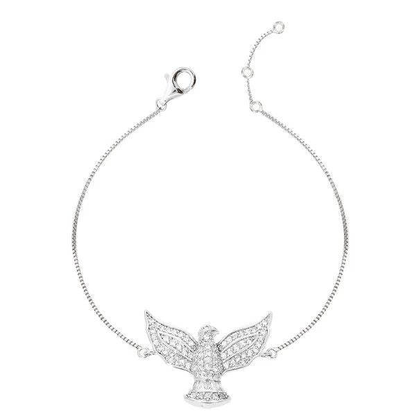 Pulseira Espírito Santo Cravejado com Zircônias em Ródio