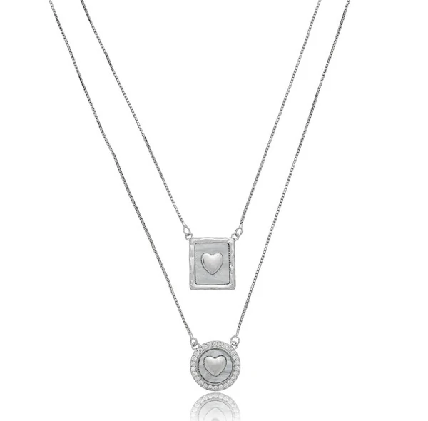 Escapulário Cruz e Fé Madrepérola em Ródio