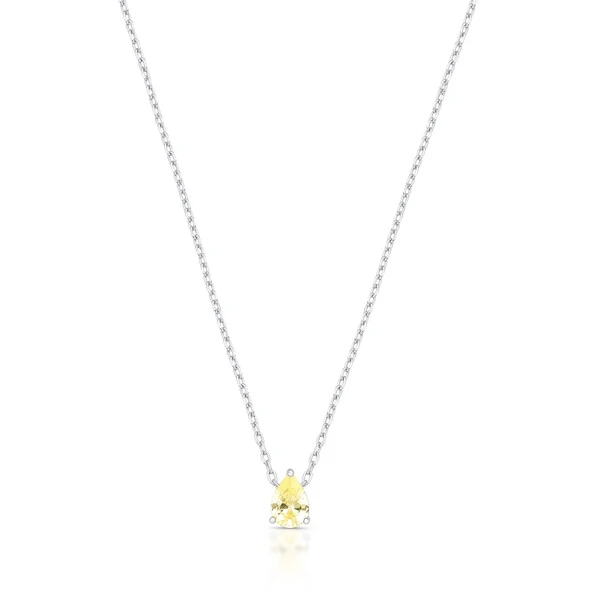Colar Gota Solitário Citrino em Prata 925