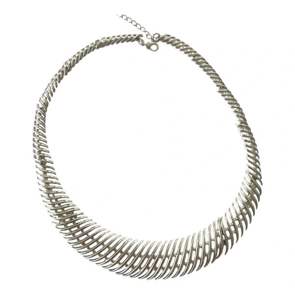 Colar Aro Filetes Lisos em Ródio