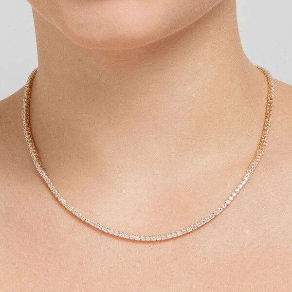 Colar Riviera 2MM Zircônias Caixa Quadrada em Dourado