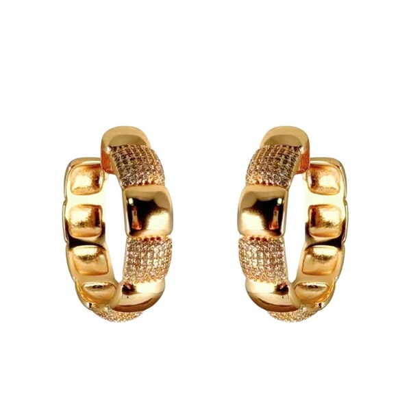 Brinco Argola Quadrados Lisos e Cravejados com Zircônias em Dourado