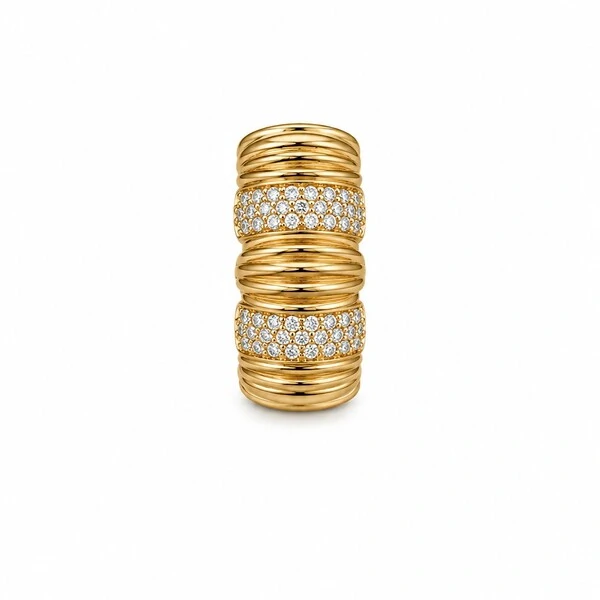 Piercing Fake Largo Entrelaçado com Zircônias em Dourado