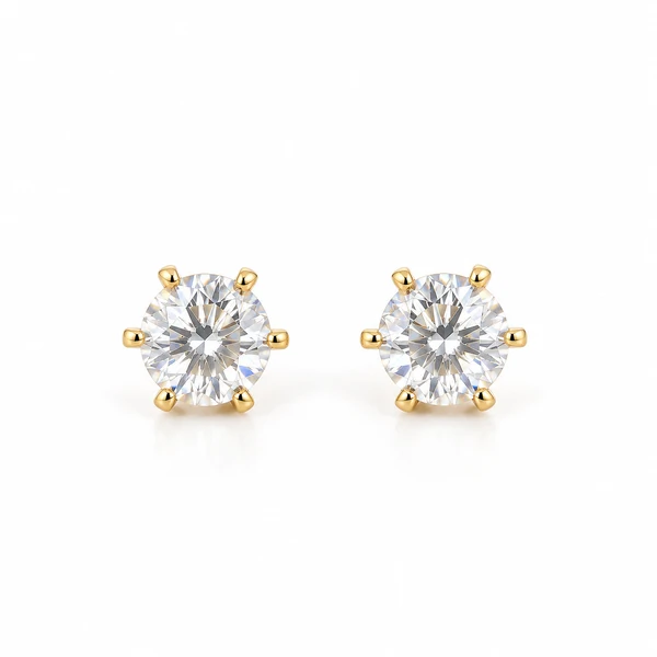 Brinco Moissanite 1CT na Prata 925 com Banho de Ouro