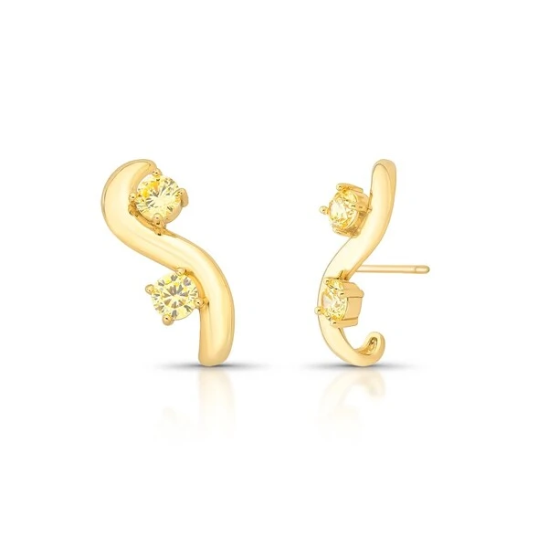 Brinco Earhook com 2 Citrinos em Dourado