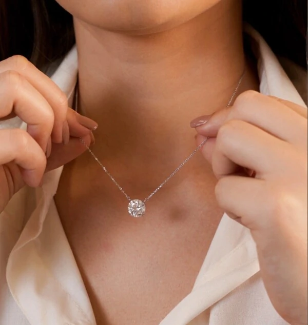 Colar Pto de Luz Moissanite 10MM 4CT em Prata 925