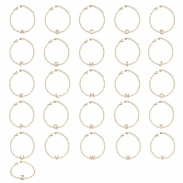 Pulseira Cartier com Letra Cravejada em Dourado