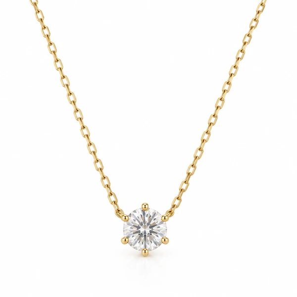 Colar Moissanite 1CT na Prata 925 com Banho de Ouro 18K